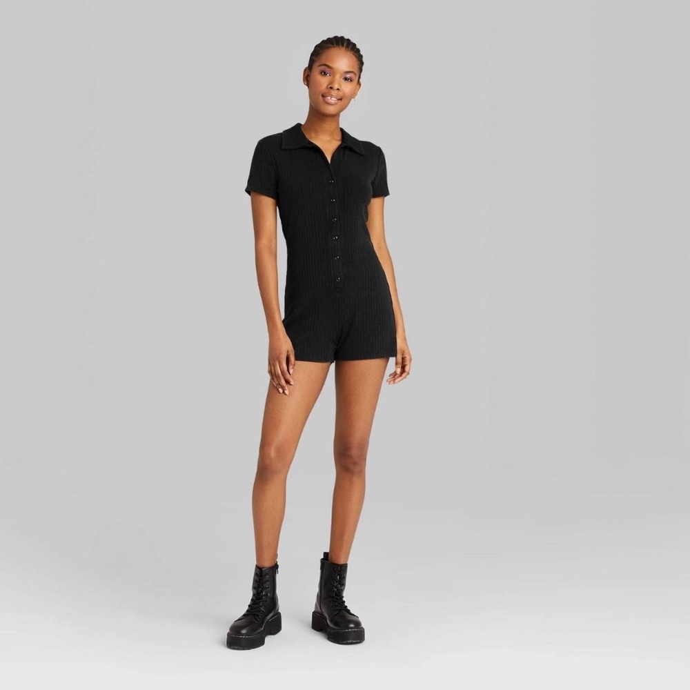 Wild Fable Women's Black Playsuit-romper